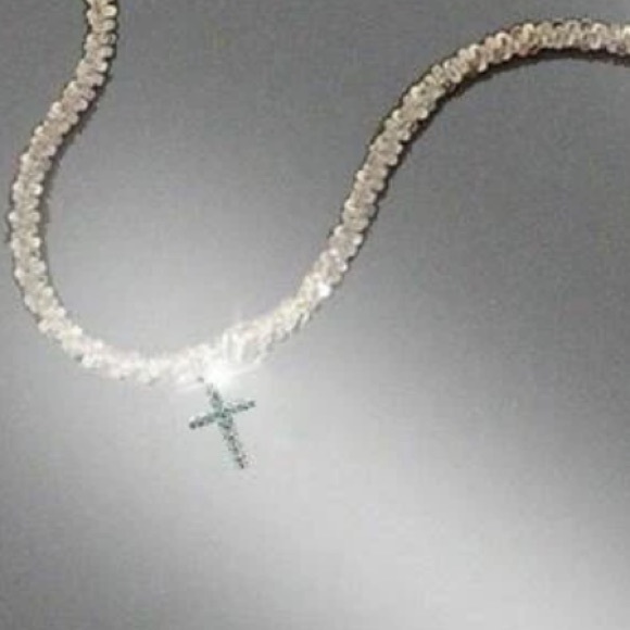 Elegant✨Rhinestone Sterling Silver Cross Necklace✨ - Picture 3 of 3